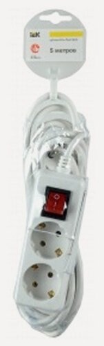 Изображение товара Удлинитель Iek У02К-выкл. 2 места 2P+PE/3 метра 3х1мм2 16А/250, WYP10-16-02-03-ZK-N