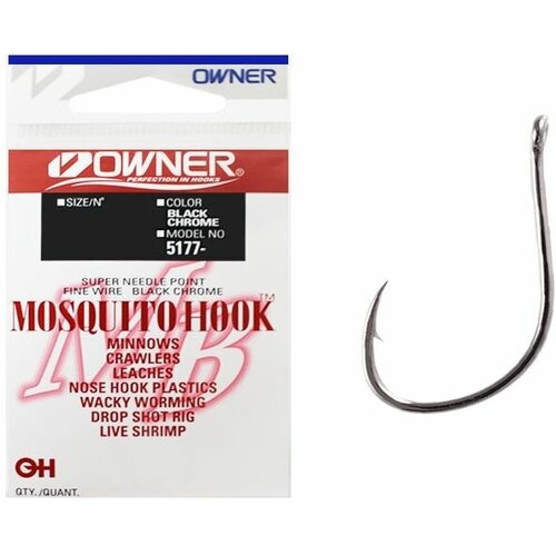 крючок рыболовный owner single hook s 21 10 bc уп 11шт Крючок рыболовный OWNER MOSOQUITO HOOK № 1 BC (уп.8шт)