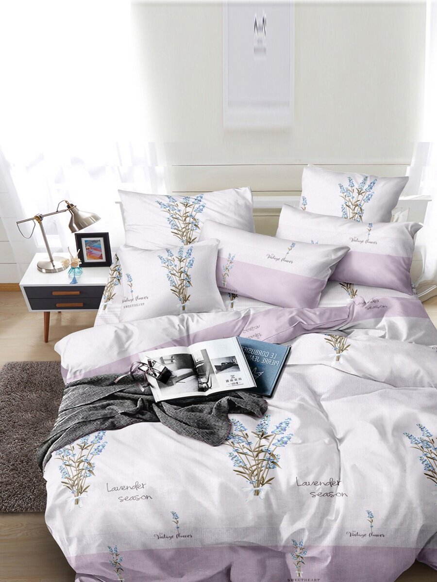 Постельное белье Simple House "Lavender" 2-спальный наволочки 50х70 2шт Простынь 240х215 см Пододеяльник 175х215 см