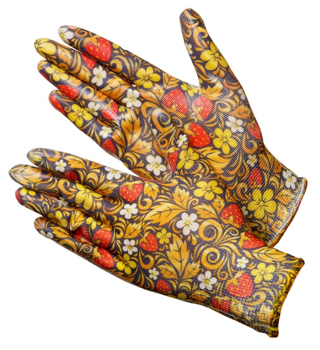 Садовые перчатки с расцветкой "Хохлома" Berry NN GWARD размер 9 L 6 пар