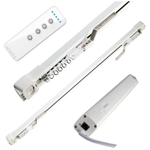 Умный потолочный электрокарниз NOVO N21 управление Выключатель (Фазное) / Пульт - 1 ряд - Открытие в сторону - Длина 460 см