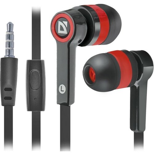 Наушники Defender Pulse 420 вакуумные микрофон 105дБ 32 Ом 35 мм 12 м чёрно-красные 925₽