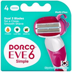 Dorco Eve 6 Simple / Shai Sweetie Сменные кассеты, 4 шт.