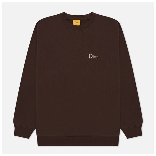 фото Мужская толстовка dime small logo classic crew neck коричневый , размер m