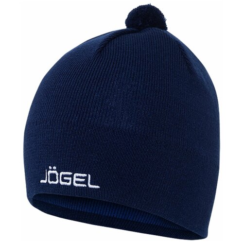 Шапка бини Jogel, демисезон/зима, с помпоном, размер one size, синий