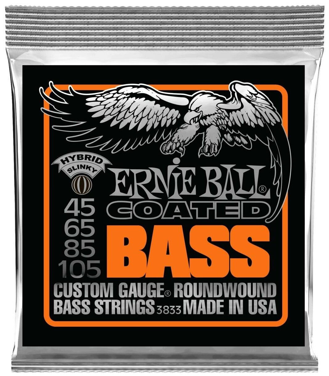 ERNIE BALL 3833 Coated Slinky Hybrid 45-105 Струны для бас-гитары