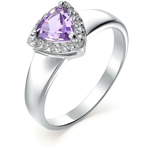 фото Алькор кольцо с аметистом и фианитами из серебра 01-0477-00ам-00, размер 16.5