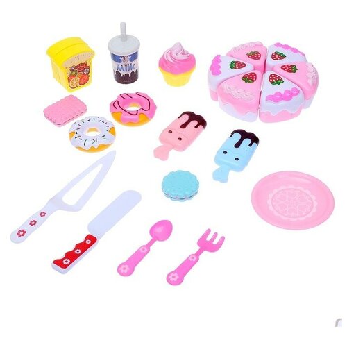 --- Игровой набор продуктов Тортик, с посудой игровой набор сушилка с посудой 23 предмета