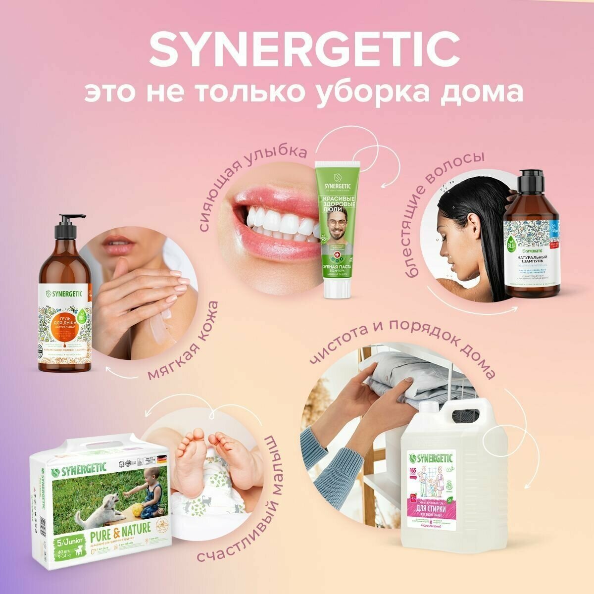 Жидкое мыло SYNERGETIC "Лемонграсс и мята" антибактериальное, с эффектом нейтрализации запаха, 1л