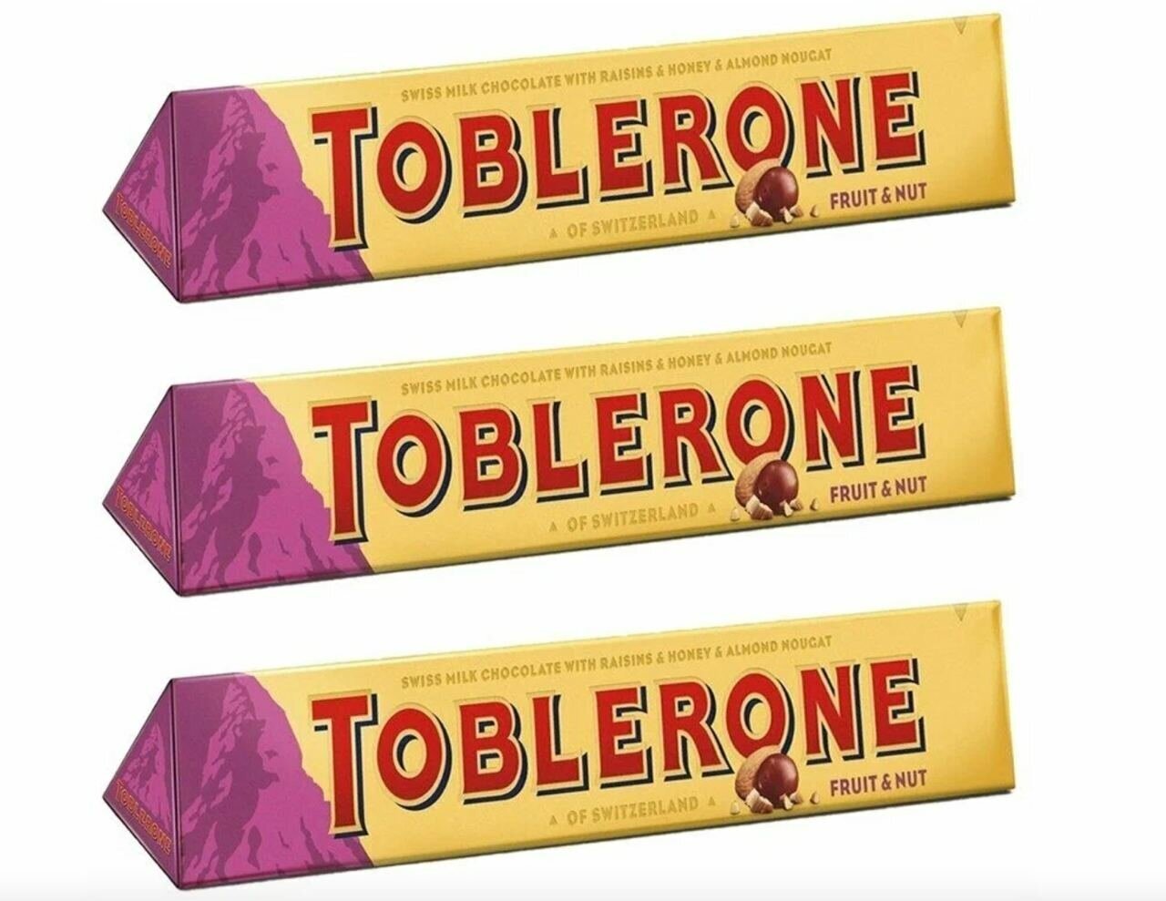 Toblerone Fruit & Nut (изюм и орехи) (3 шт по 100 гр.)