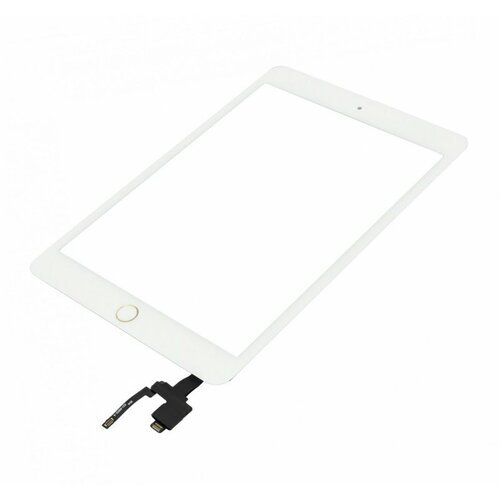 Тачскрин для Apple iPad mini 3 + шлейф под коннектор (с разъемом) + кнопка Home, белый тачскрин для apple ipad 3 кнопка home черный