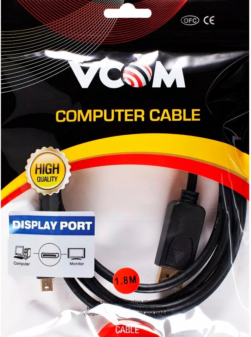 Кабель-переходник VCOM Mini DisplayPort M/Display Port M, 1.4V, 1.8м - фото №10