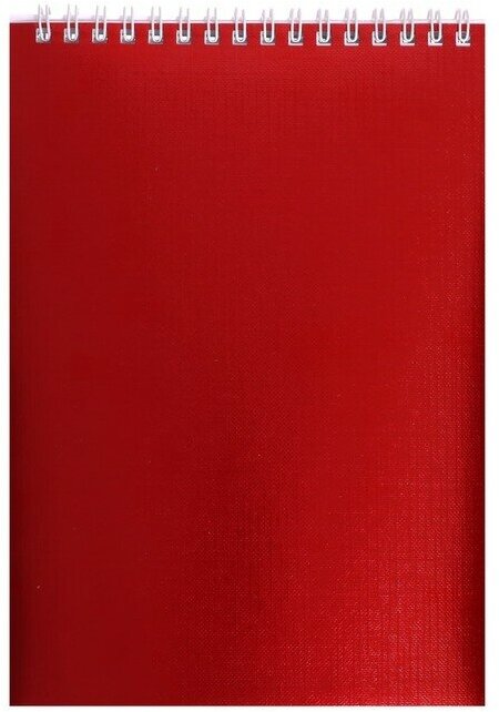 Блокнот А5, 80 листов в клетку на гребне METALLIC Красный, обложка бумвинил