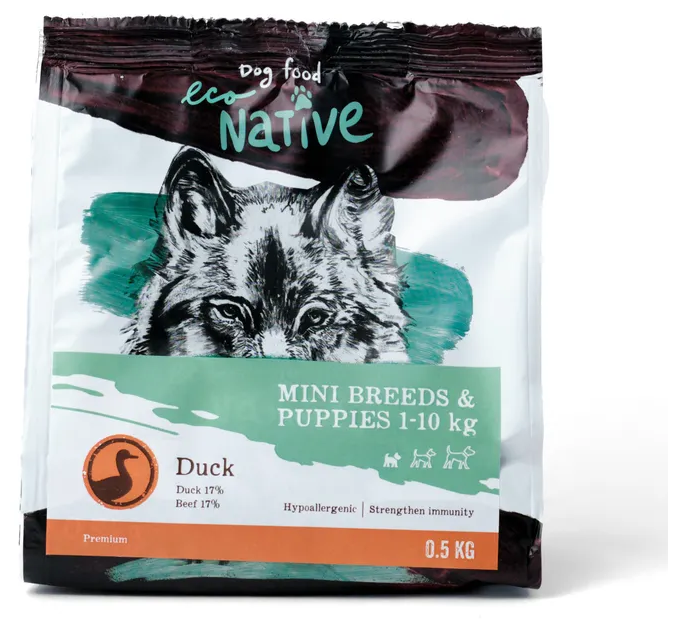 EcoNative premium DUCK (Утка) для собак мелких пород и щенков 0.5 кг