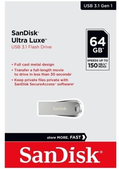USB флешка Sandisk 64Gb Ultra Luxe USB 3.1 Gen 1 (150/25 Mb/s)