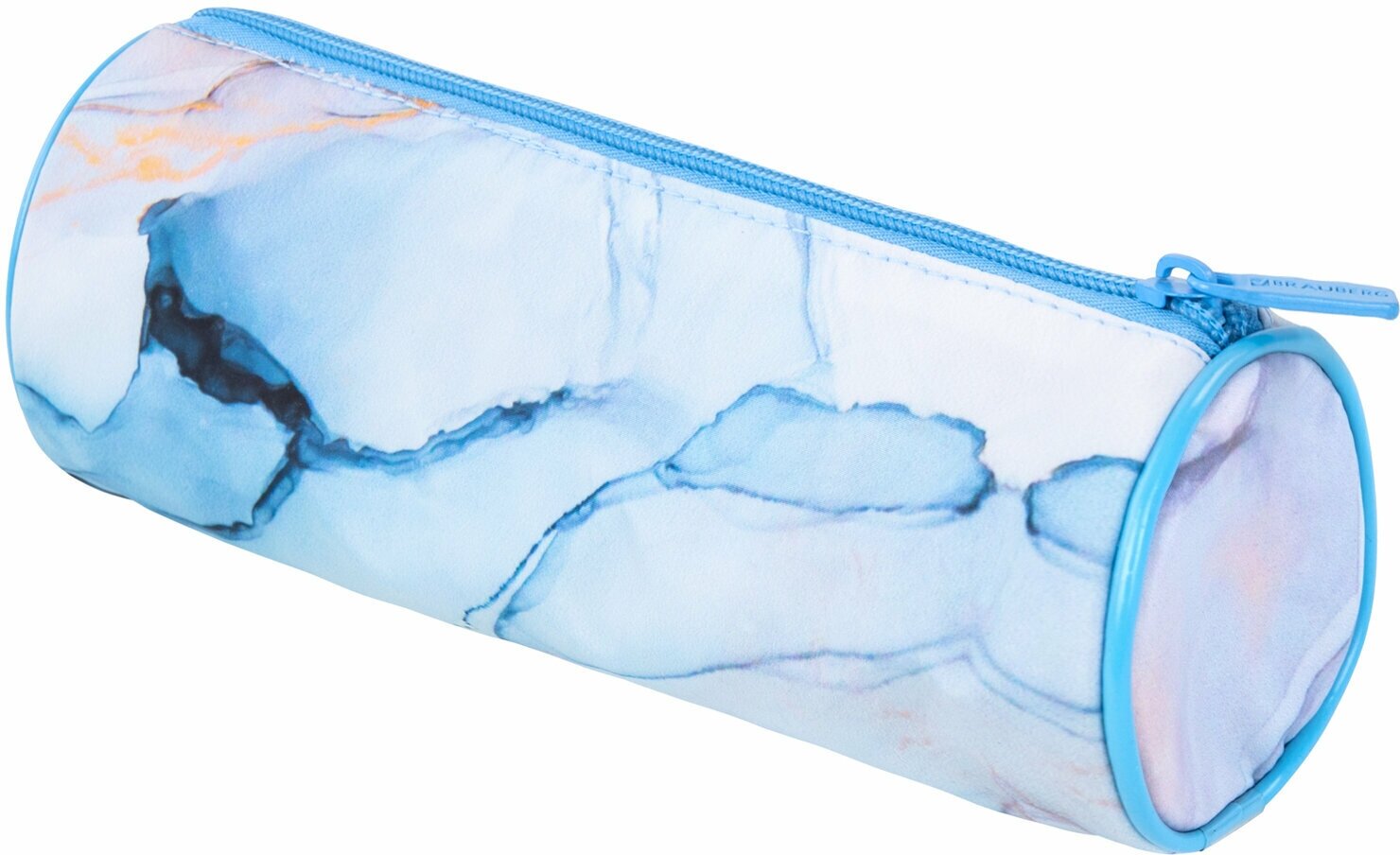 Пенал-тубус Brauberg с эффектом Soft Touch, мягкий, "Blue marble", 22х8 см