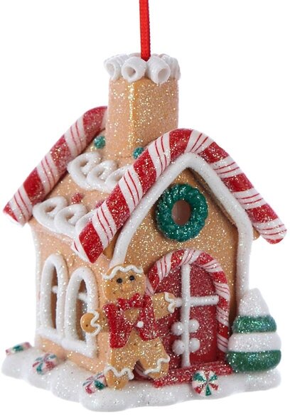 Kurts Adler Светящаяся елочная игрушка Пряничный домик - Candy Cane House 9 см, подвеска D1477