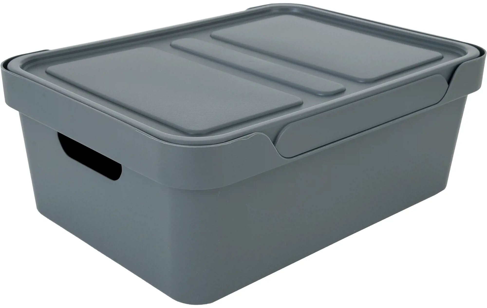 Ящик с крышкой Luxe 38x27.6x14 см 12 л полипропилен цвет серый - фотография № 1