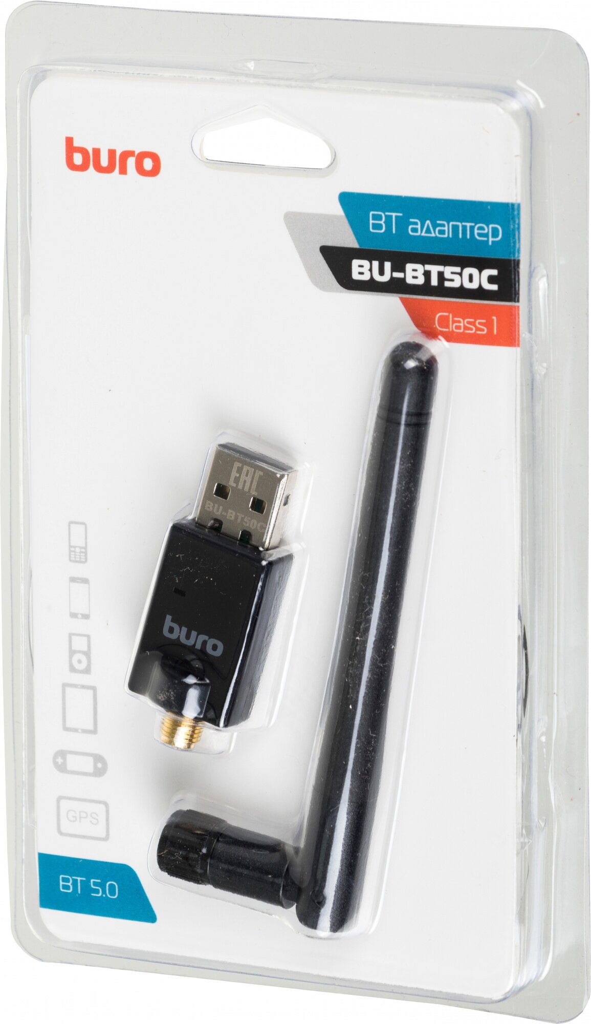 Адаптер USB Buro BU-BT50C Bluetooth 50+EDR class 1 100м черный
