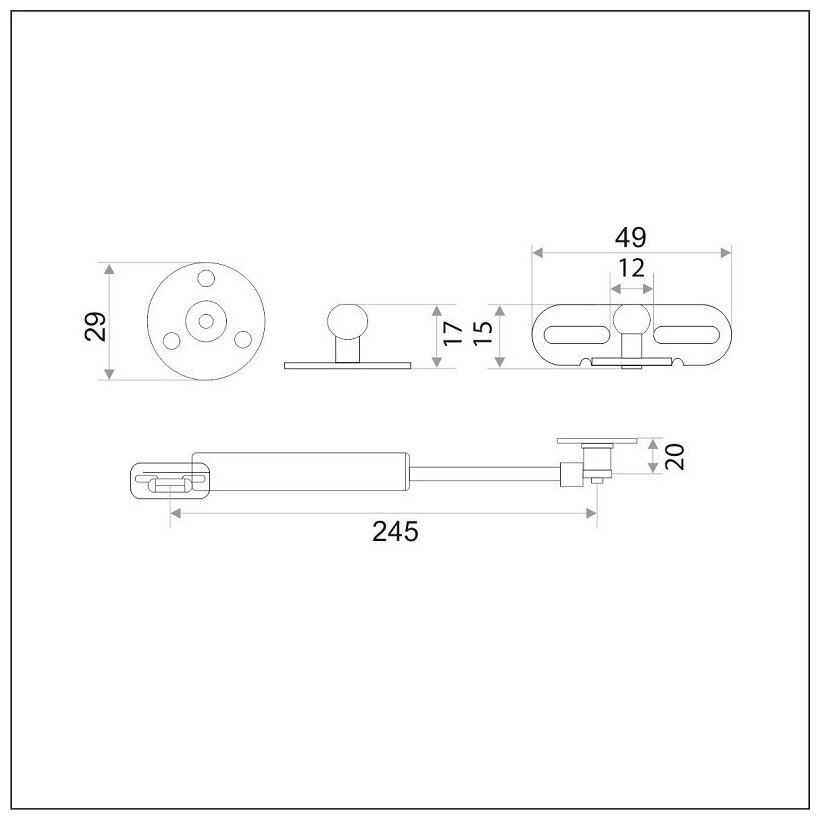 Газлифт мебельный (Подъемник газовый) 120N/12кг - фотография № 3