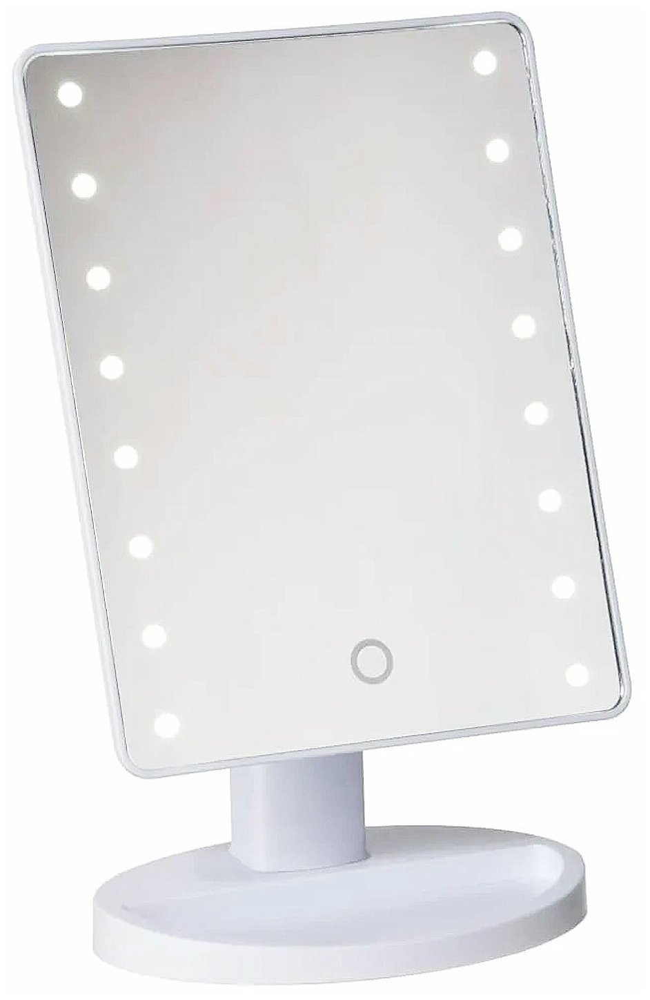 Косметическое зеркало с подсветкой, белое, прямоугольное, безрамочное, на батарейках