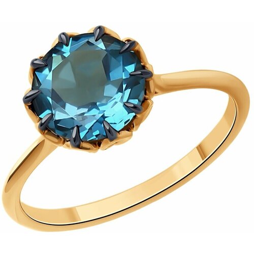 Кольцо Diamant, красное золото, 585 проба, топаз, размер 17