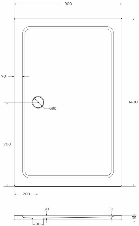 Поддон для душа CEZARES TRAY-M-AH-140/90-35-W из стеклокомпозита (SMC) - фотография № 2