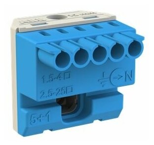 фото Колодка клеммная ABB ZK51B , Клеммная колодка безвинтовая N 5x1,5-4мм2 +1x25мм2 - 1шт
