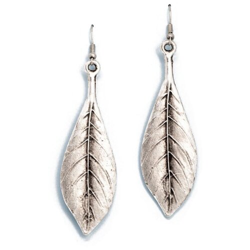 фото Серьги бижутерные листья (замок-крючок, бижутерный сплав, серебристый) 52902 otokodesign