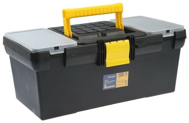 Ящик для инструмента тундра, 16", 390 х 200 х 170 мм, пластиковый, лоток, два органайзера