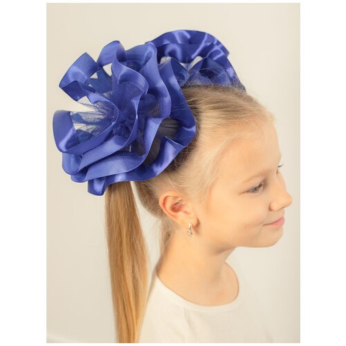 Банты белые школьные для волос на резинке 17 см 2 шт. с широкой атласной лентой