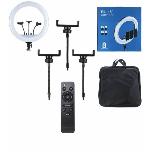 Светодиодная кольцевая селфи лампа RL-18 45 см с пультом и сумкой 449000₽
