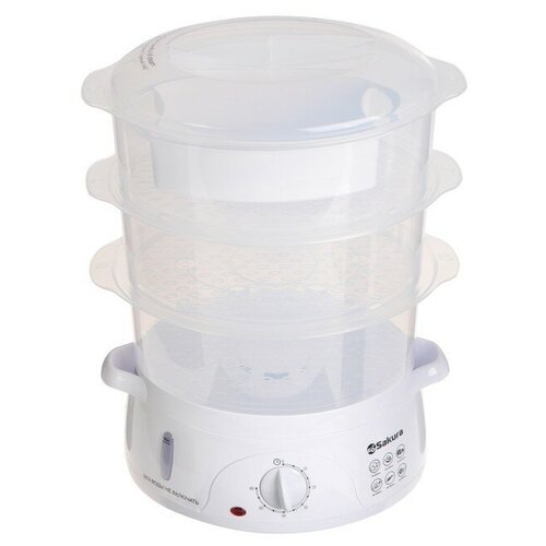 Пароварка Sakura SA-7214 электрическая 800 Вт 9 л 3 яруса белая 613000₽