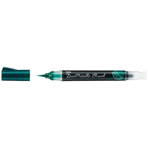 Pentel Маркер-кисть с подкачкой чернил Dual Metallic Brush, green/metallic blue принадлежности для рисования pentel маркер кисть с подкачкой чернил
