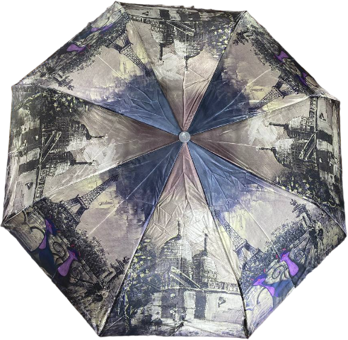 Смарт-зонт GALAXY OF UMBRELLAS, полуавтомат, 3 сложения, купол 105 см, 9 спиц, чехол в комплекте, для женщин, серый