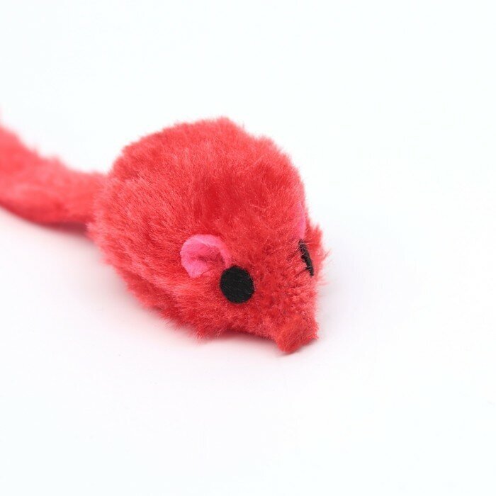 Пижон Игрушка для кошек "Мышь малая" цветная, 5 см, красная