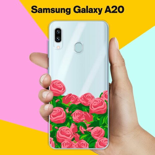 Силиконовый чехол Розы на Samsung Galaxy A20 матовый силиконовый чехол черный кот и бабочка на samsung galaxy a20 самсунг галакси а20