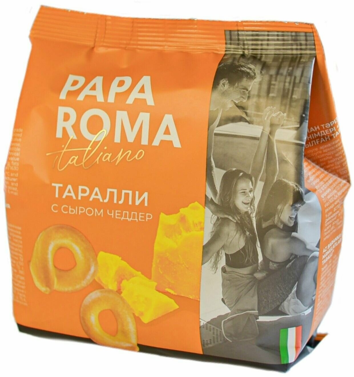 Сушки итальянские таралли с сыром чеддер PAPA ROMA 180 г 1 шт - фотография № 2