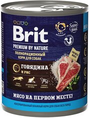 Консервы Brit Premium by Nature с говядиной и рисом для взрослых собак всех пород, 850гр, 2шт