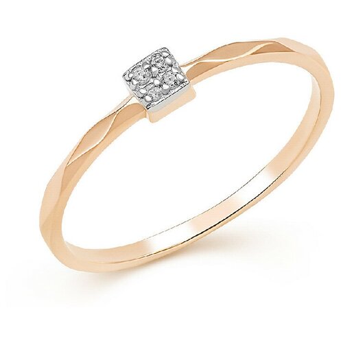 Кольцо помолвочное РОСТЗОЛОТО, красное золото, 585 проба, циркон, размер 16, красный, золотой