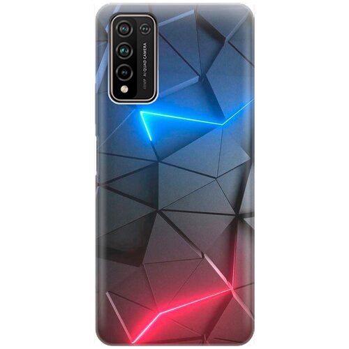 фото Ультратонкий силиконовый чехол-накладка для honor 10x lite с принтом "графитовые грани" gosso