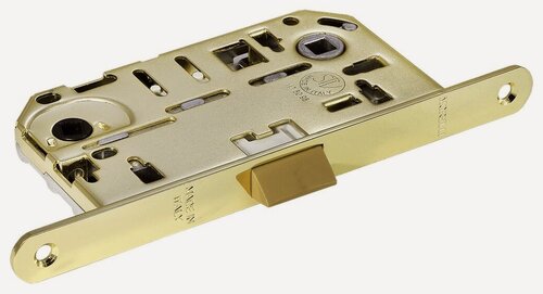 Изображение товара Защелка межкомнатная с замком, бесшумный замок поворотный врезной для двери с ответной планкой, защелка сантехническая многофункциональная Morelli IP-WC PG золото