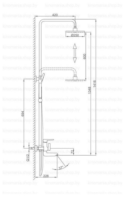 Душевая стойка со смесителем Frap F2417-6 черный