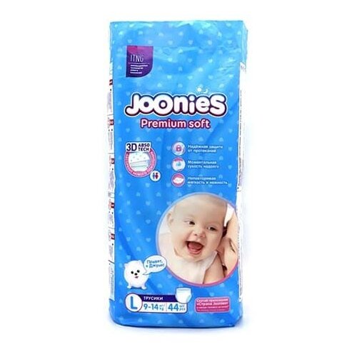 фото Joonies трусики premium soft l (9-14 кг) 44 шт. + трусики premium soft xl (12-17 кг) 2 х 38 шт.