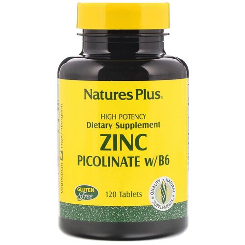 Таблетки Nature's Plus Zinc Picolinate w/B6, 150 г, 120 шт.