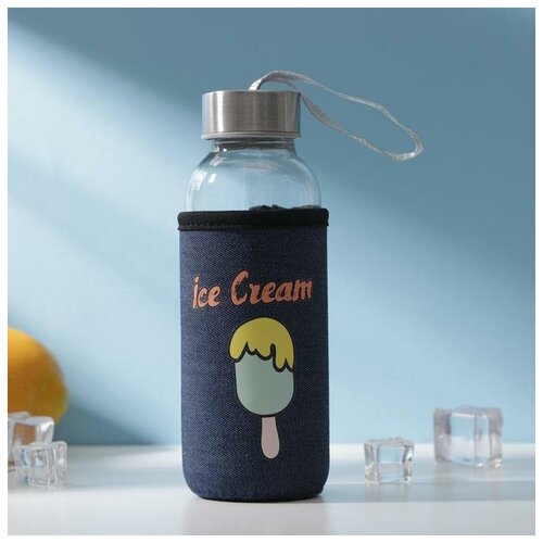 Бутылка для воды стеклянная в чехле Лето 300 мл h175 см рисунок микс 618₽