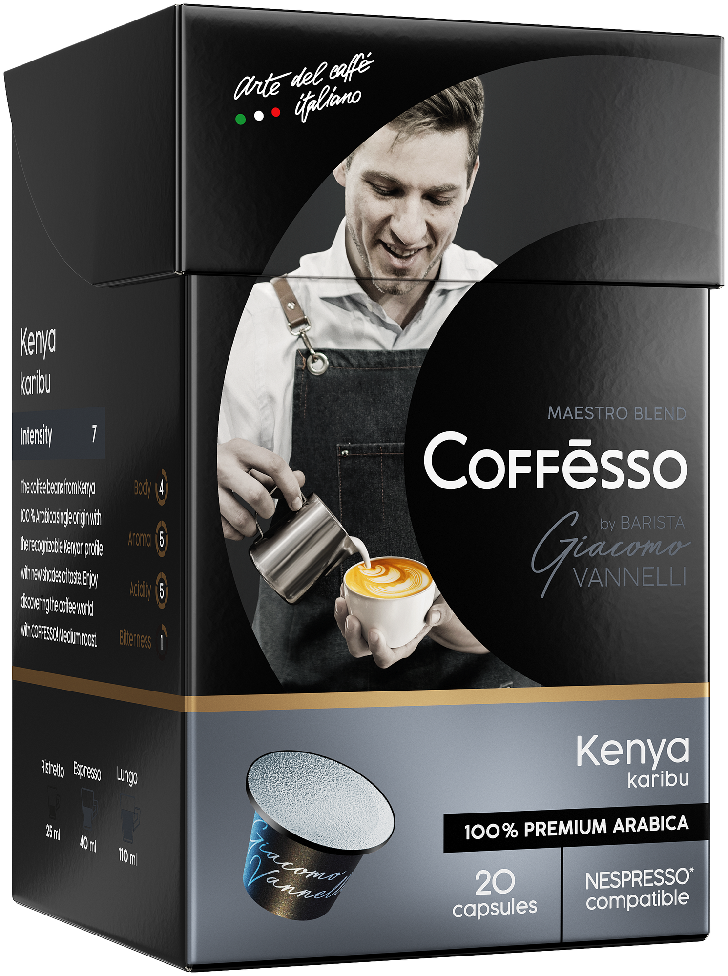 Кофе Coffesso "Vannelli Black Kenia" капсула 100 гр, 20 шт по 5 гр - фотография № 3