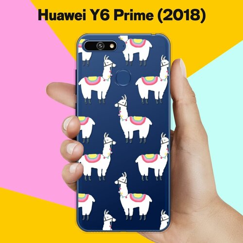 Силиконовый чехол Белые ламы на Huawei Y6 Prime (2018)