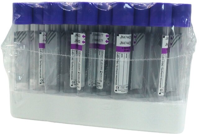 Вакуумные пробирки Lab-Vac с К3 эдта, фиолетовые, 9 мл, 16х100 мм (уп. 100шт) 1430916100
