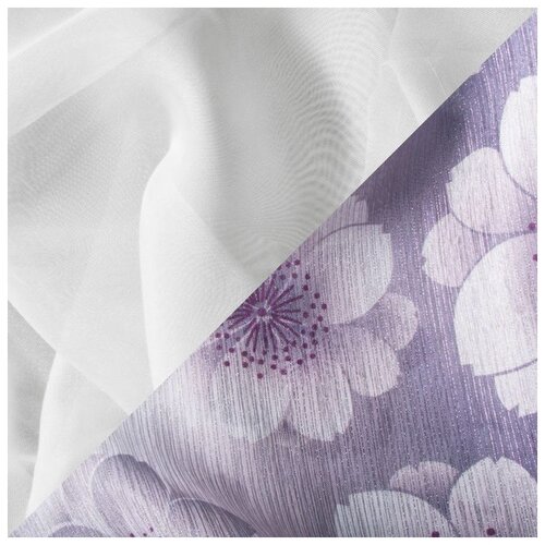 фото Штора для кухни witerra 140*160 см, сирень, правая, полиэстер 100%